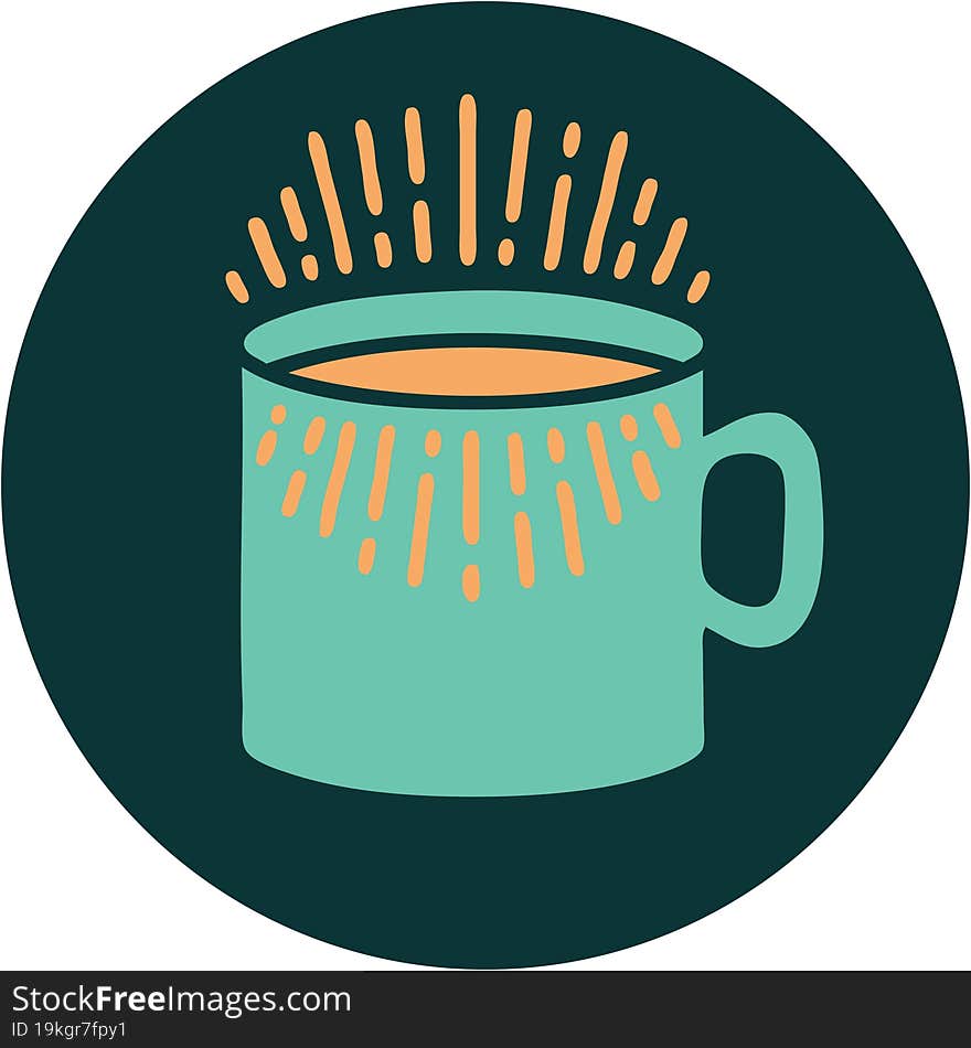 iconic tattoo style image of cup of coffee. iconic tattoo style image of cup of coffee