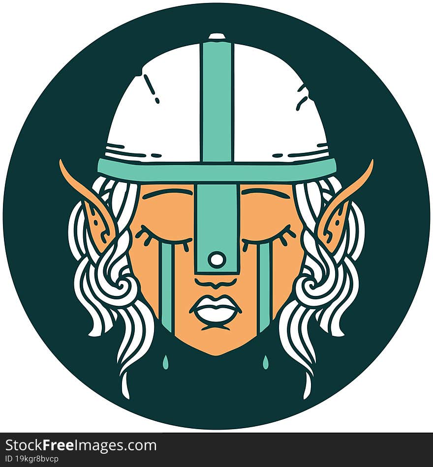 crying elven fighter character face icon