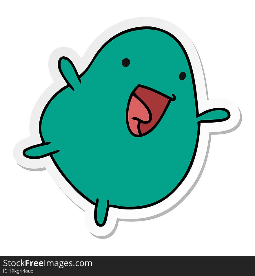 Sticker Cartoon Kawaii Cute Happy Bean