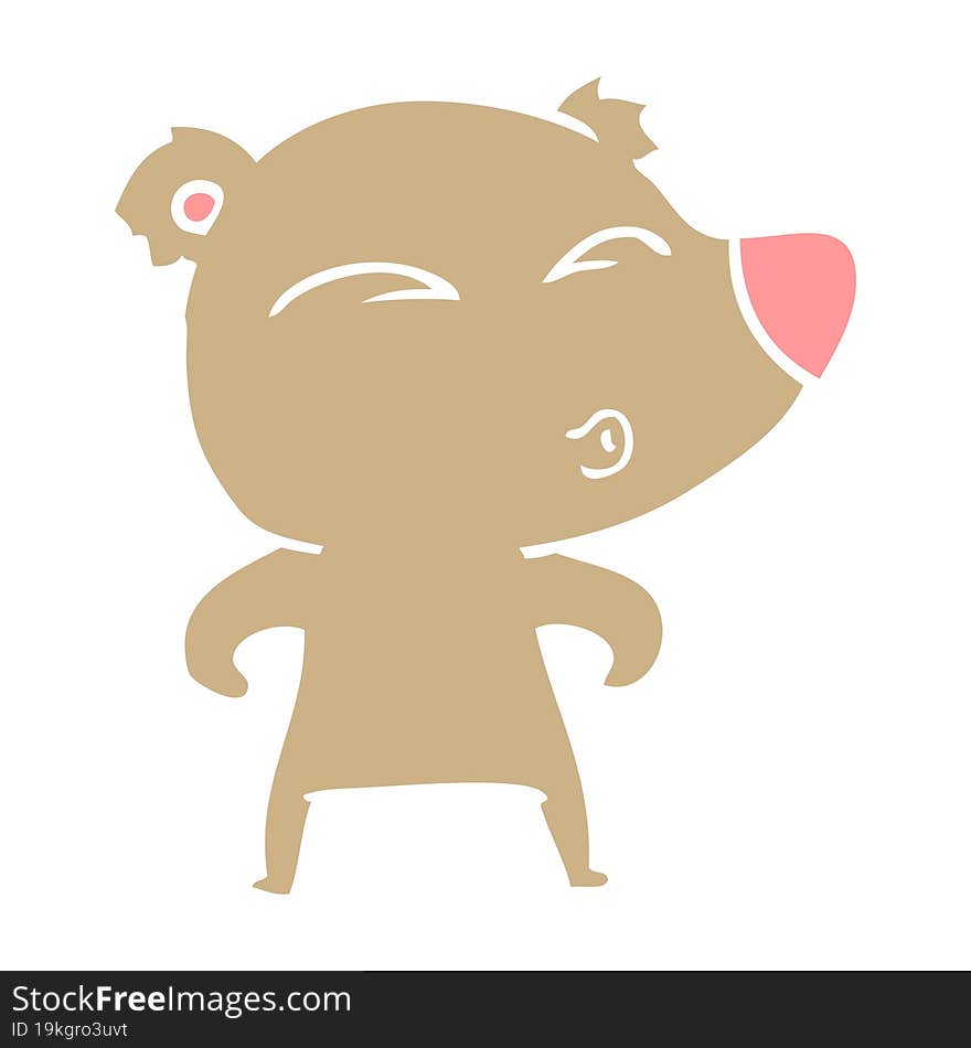 flat color style cartoon whistling bear