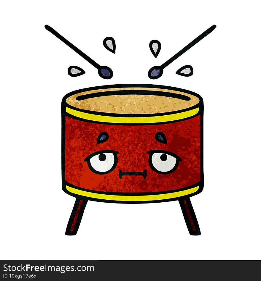 Retro Grunge Texture Cartoon Drum