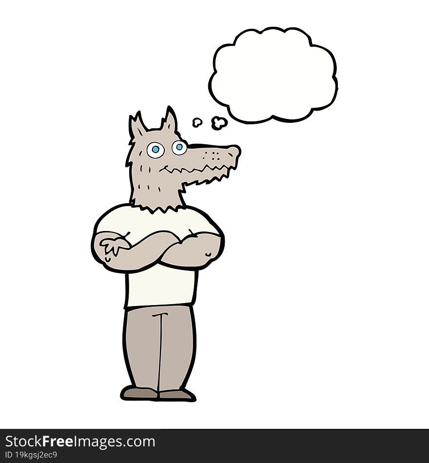 cartoon werewolf with thought bubble