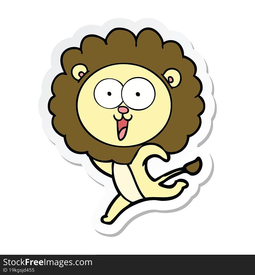 sticker of a happy cartoon lion