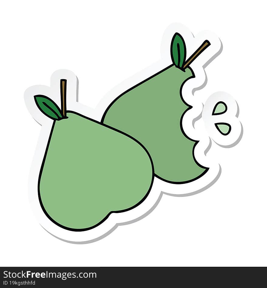 Sticker Of A Cute Cartoon Green Pear