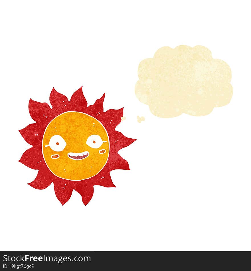 cartoon happy sun with thought bubble