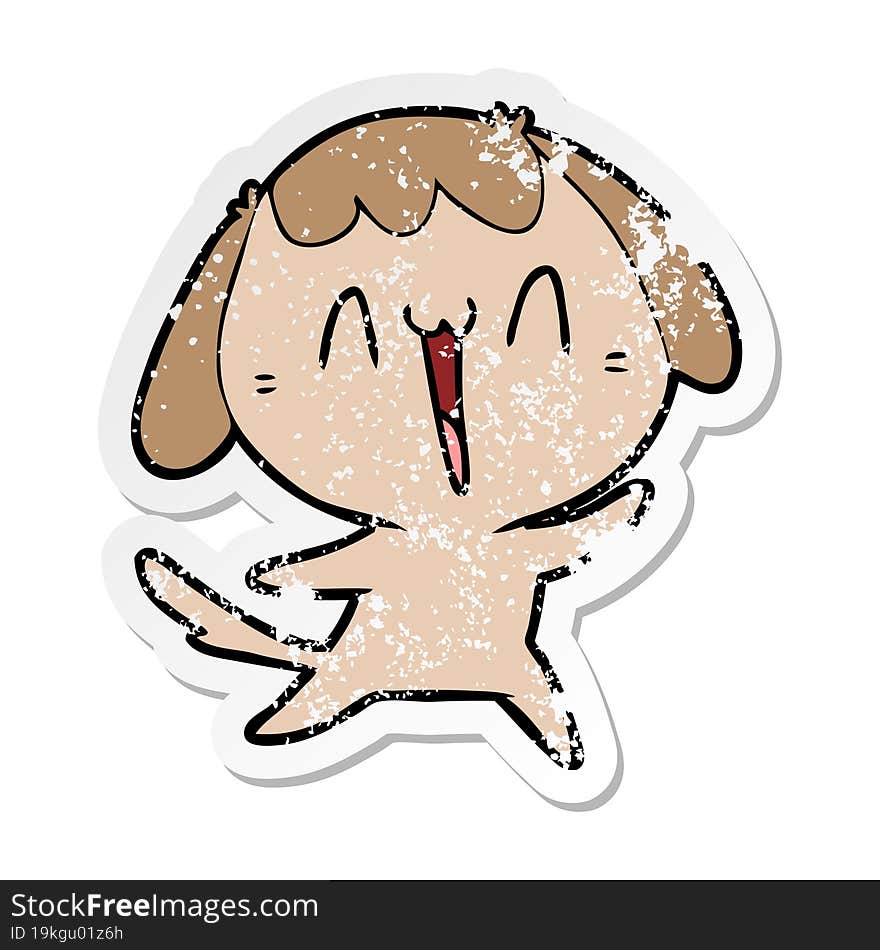 Distressed Sticker Of A Cute Cartoon Dog