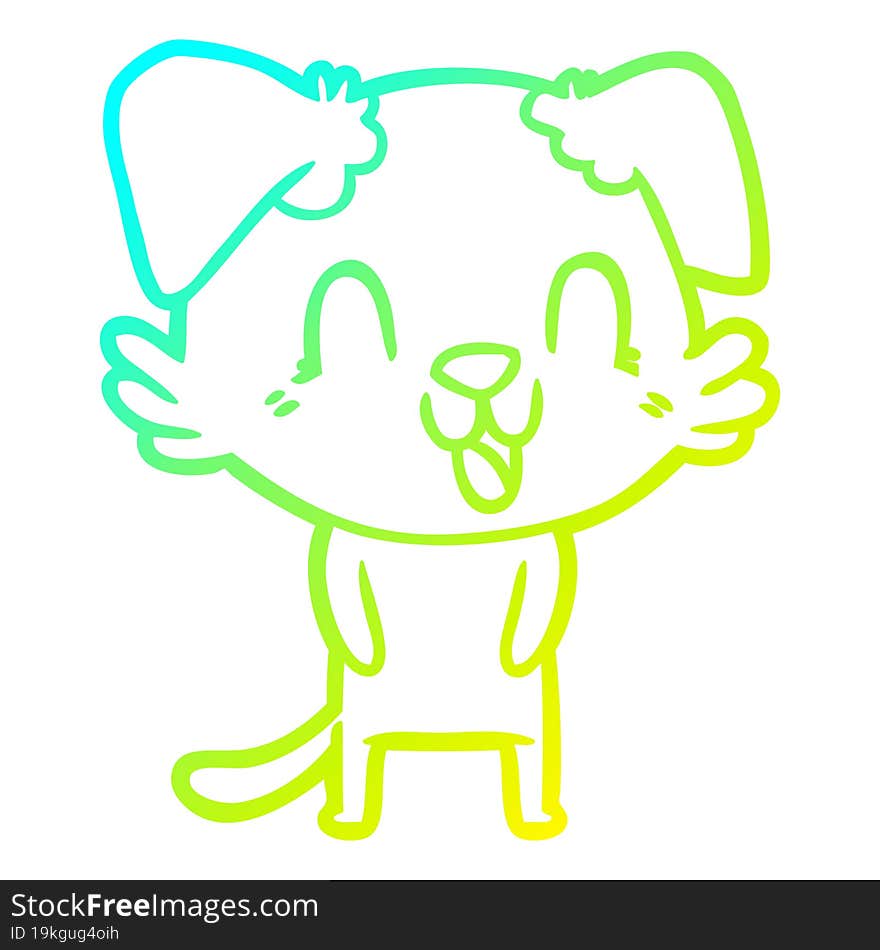 cold gradient line drawing laughing cartoon dog