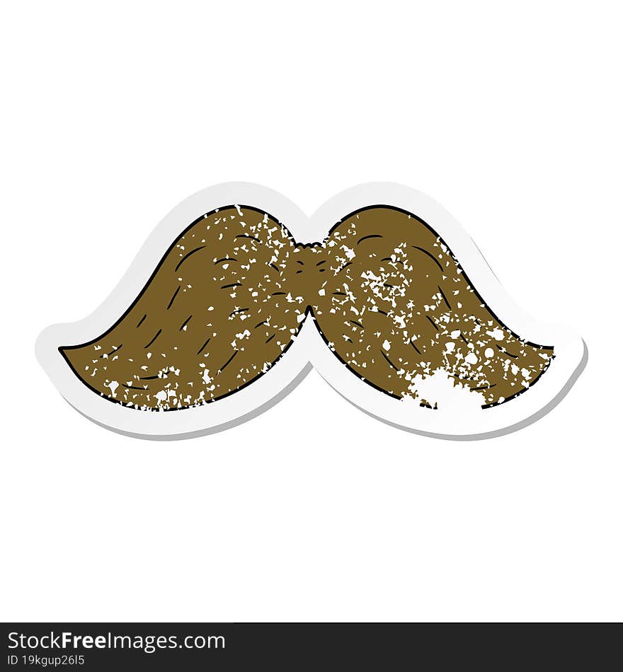 distressed sticker of a cartoon mustache