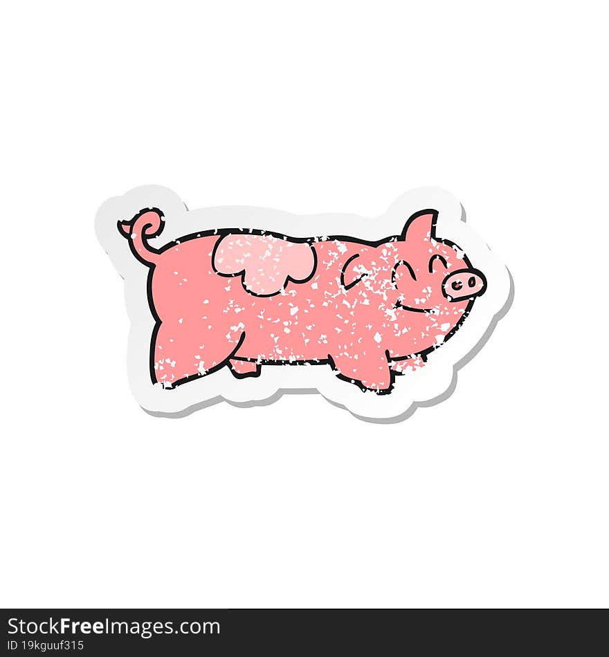 retro distressed sticker of a cartoon pig