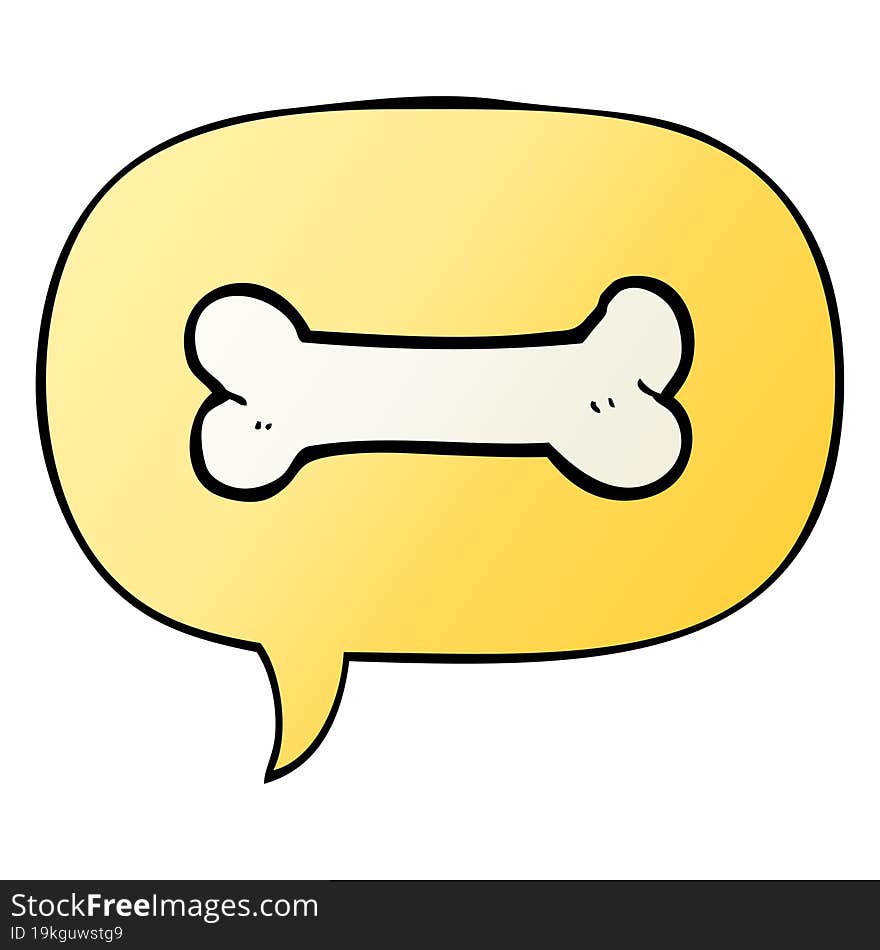 cartoon bone and speech bubble in smooth gradient style