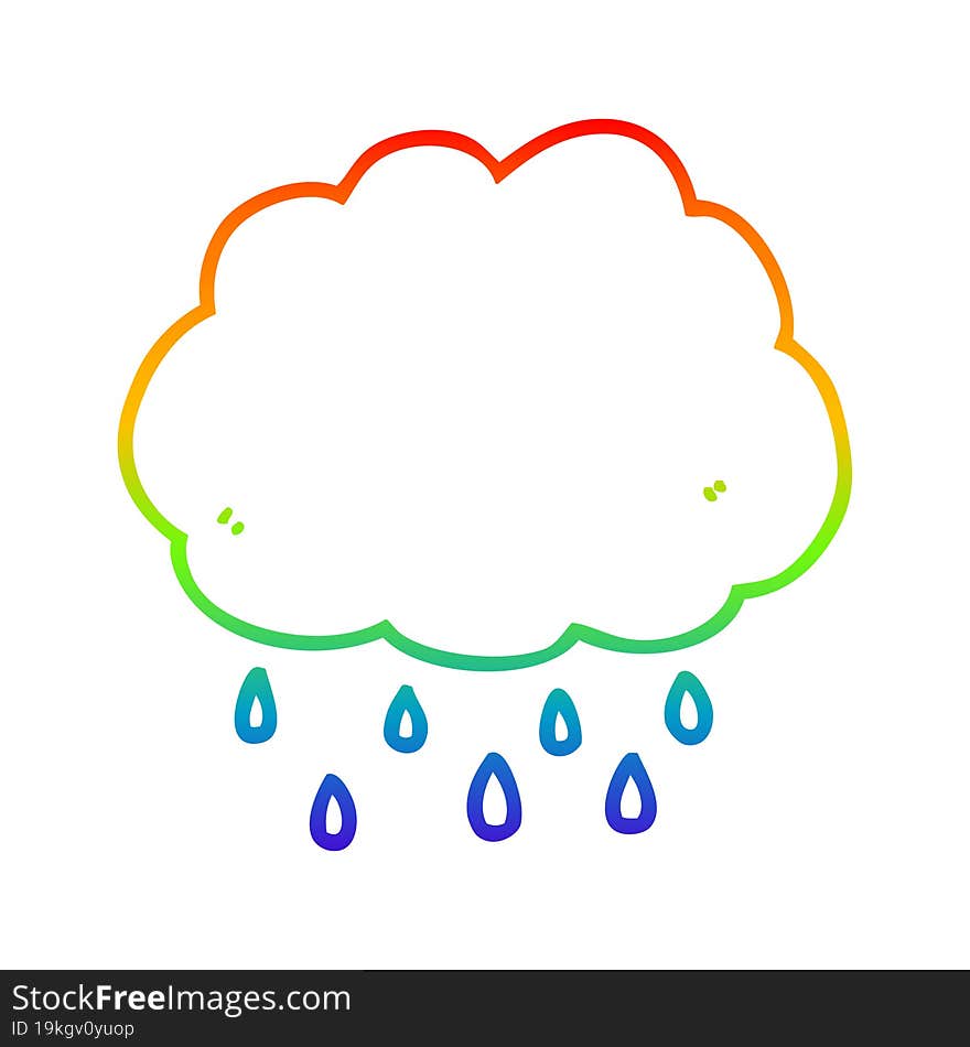 rainbow gradient line drawing cartoon rain cloud