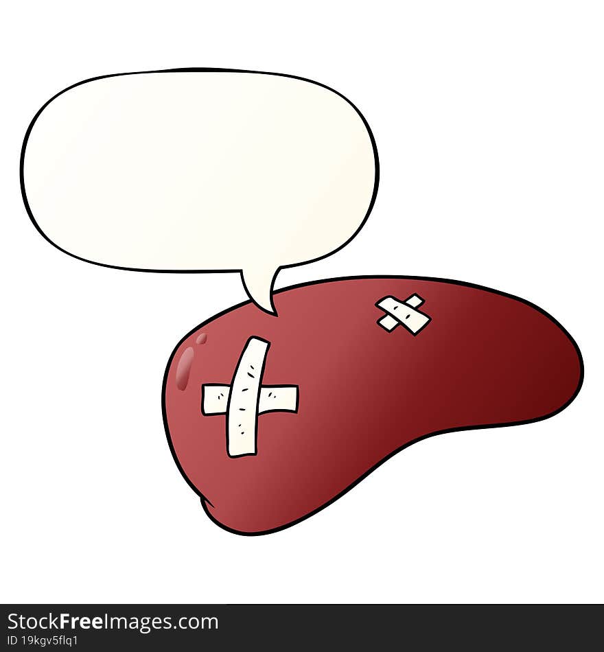 Cartoon Repaired Liver And Speech Bubble In Smooth Gradient Style