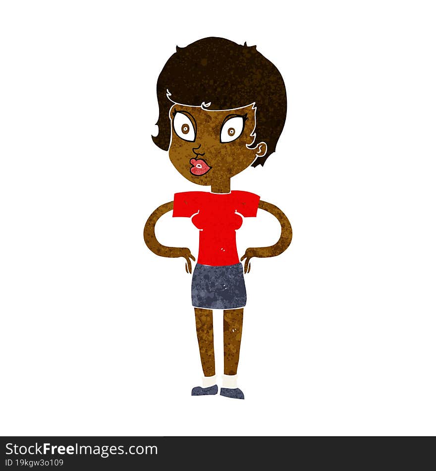 Cartoon Woman With Hands On Hips