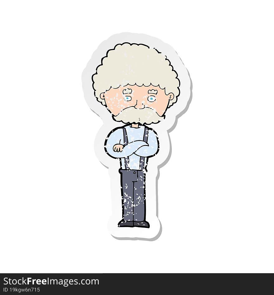 retro distressed sticker of a cartoon old man