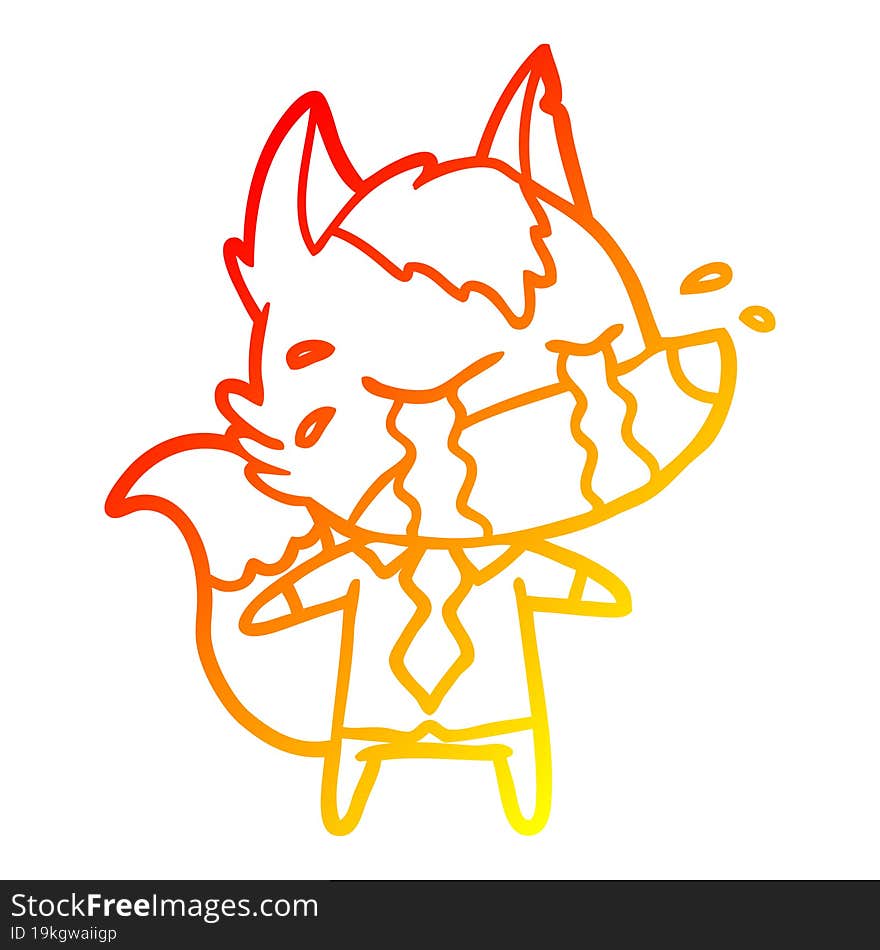 warm gradient line drawing cartoon crying wolf wearing work clothes