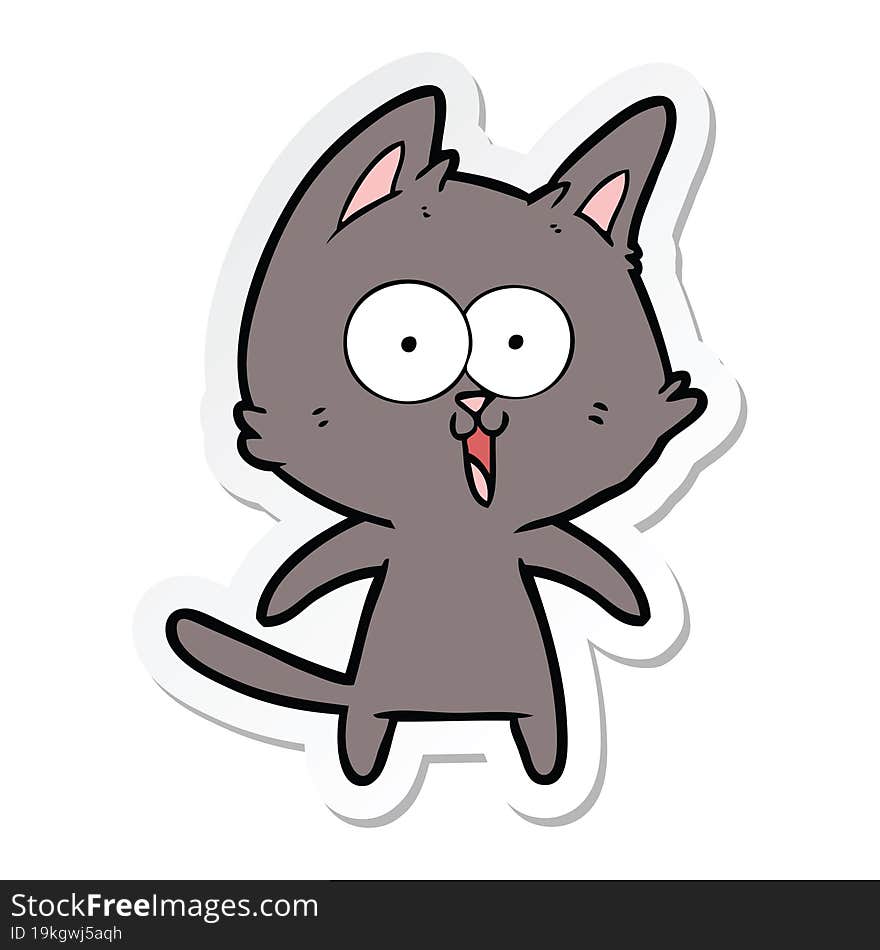 Sticker Of A Funny Cartoon Cat