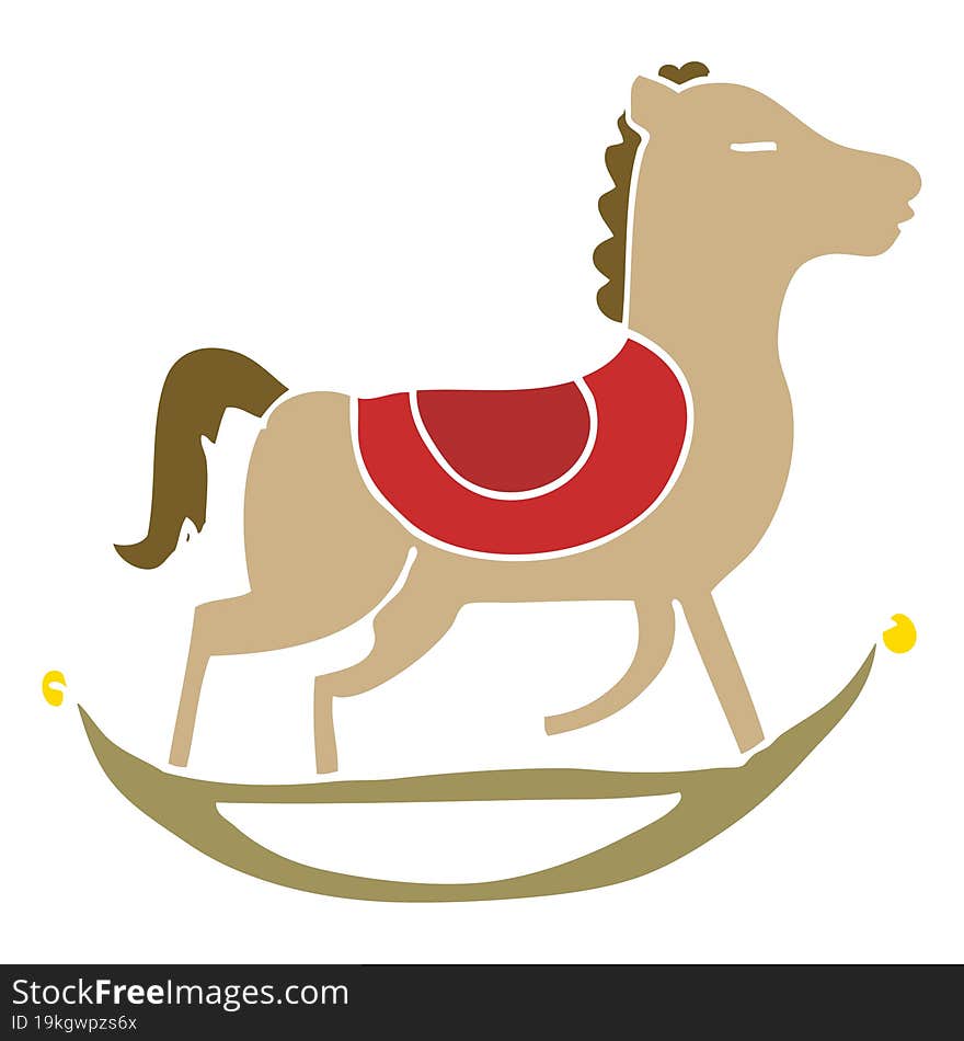 Flat Color Style Cartoon Rocking Horse