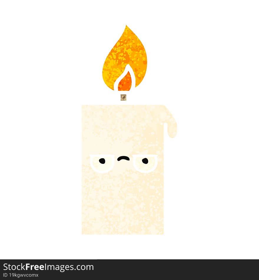 retro illustration style cartoon lit candle