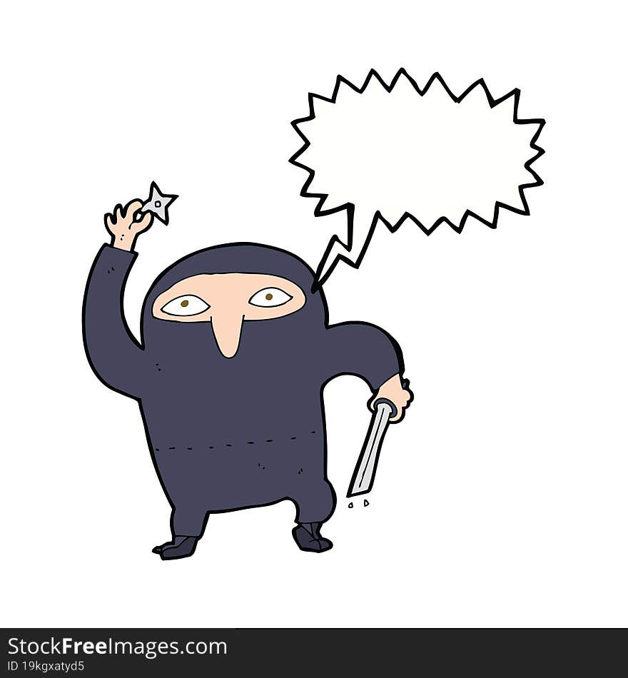 Cartoon Ninja With Speech Bubble