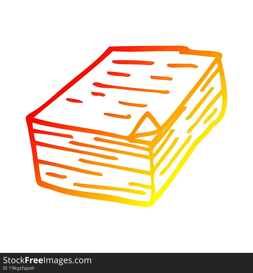 Warm Gradient Line Drawing Cartoon Pile Of Paper