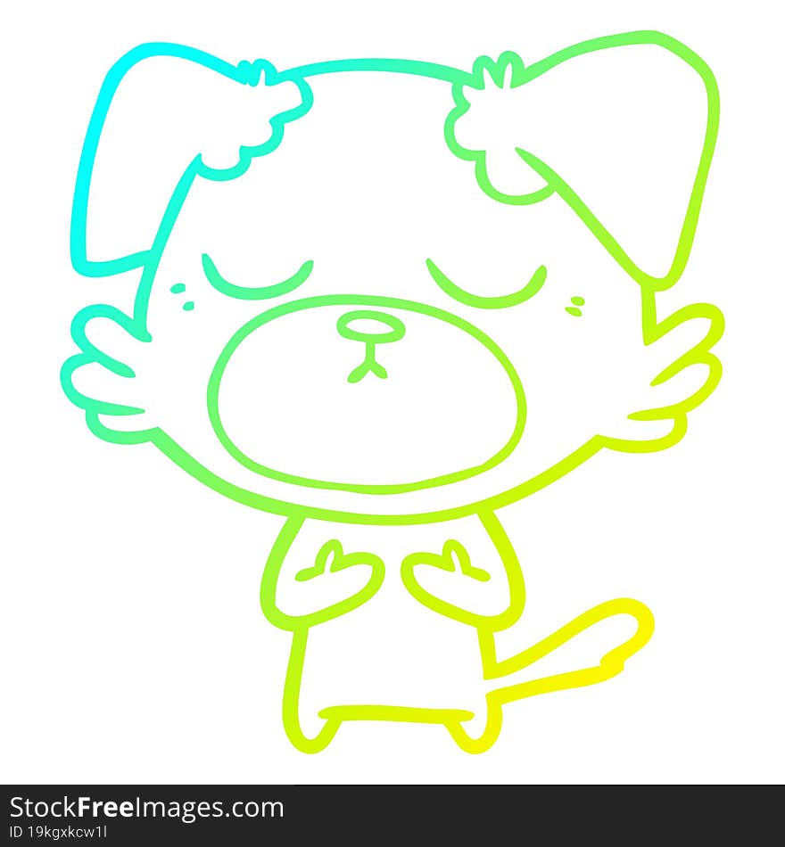 Cold Gradient Line Drawing Cute Cartoon Dog