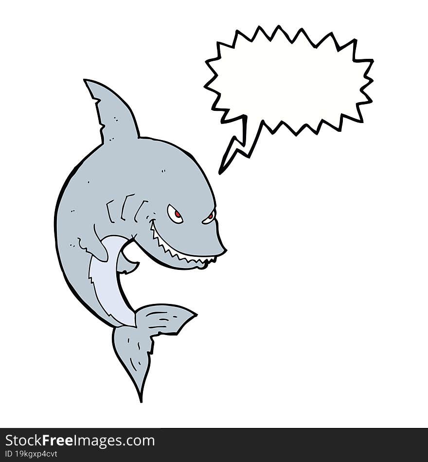 funny cartoon shark with speech bubble