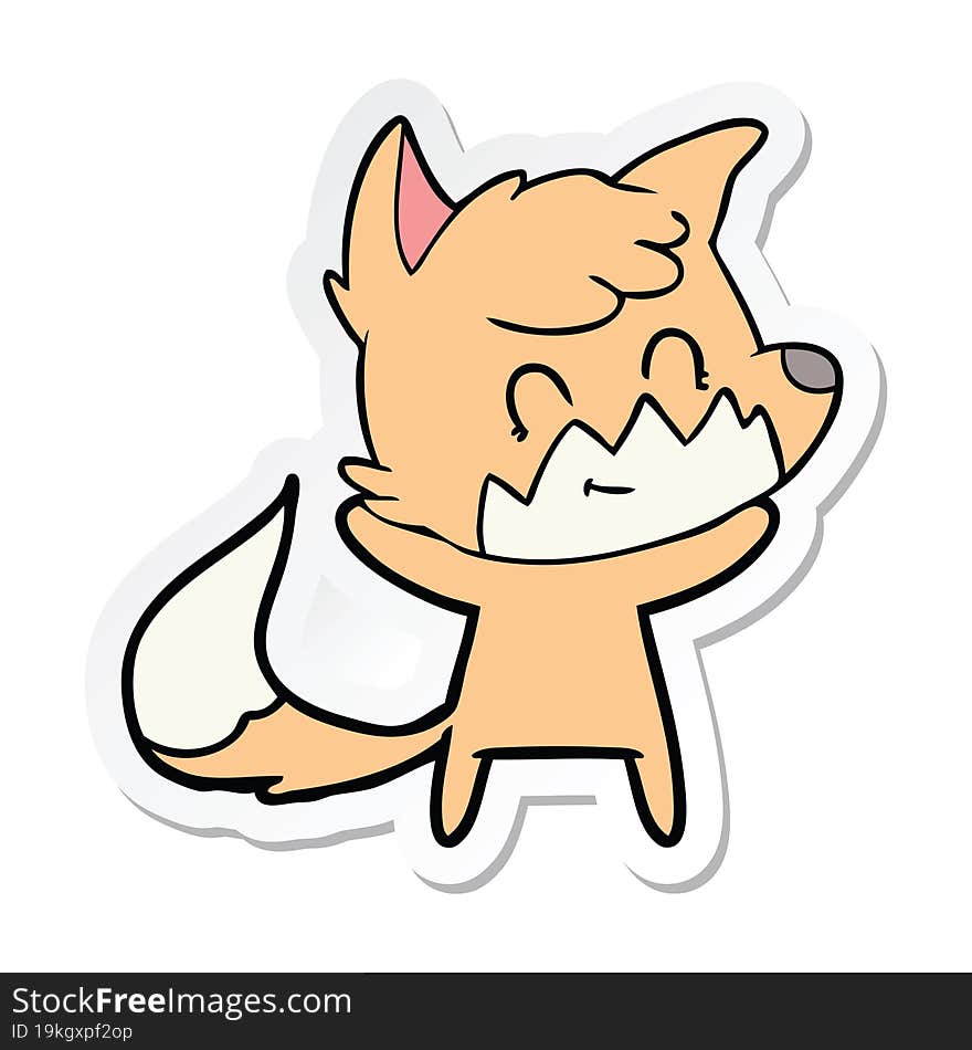 sticker of a cartoon friendly fox