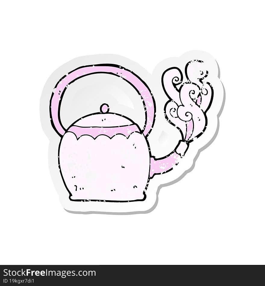 retro distressed sticker of a cartoon tea pot