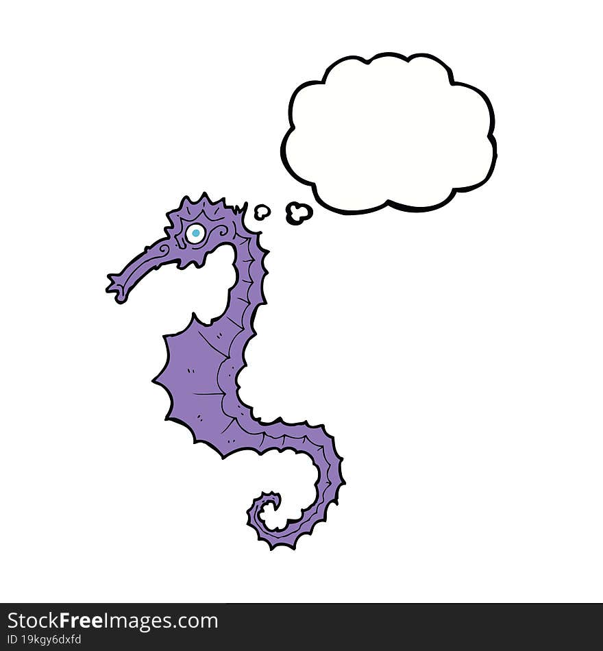 cartoon sea horse with thought bubble