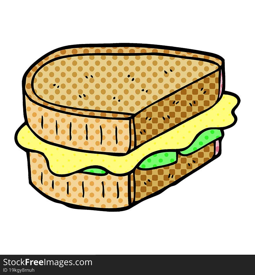 cartoon doodle toasted sandwich