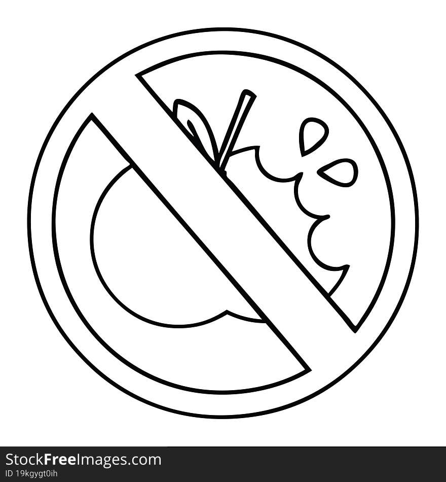 line drawing cartoon no eating sign