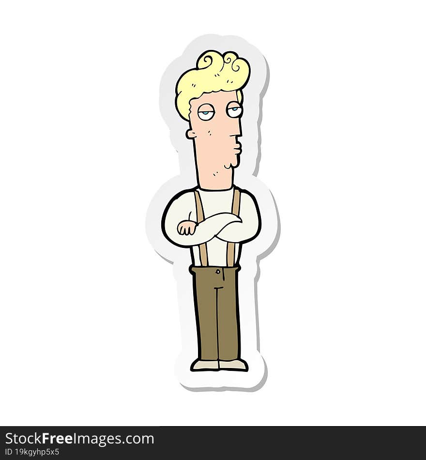 sticker of a cartoon unimpressed man