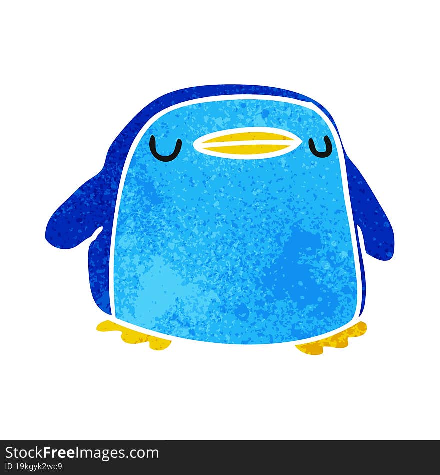 retro cartoon kawaii of a cute penguin