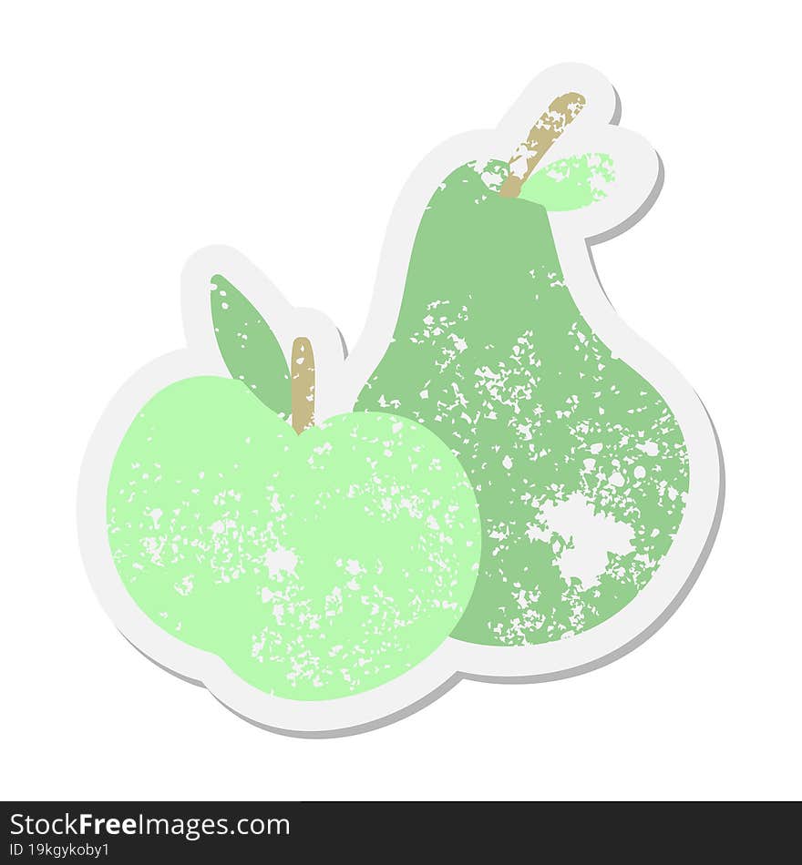 an apple and a pear grunge sticker