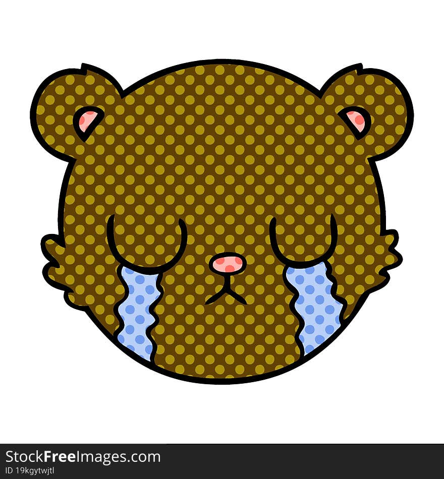 cute cartoon teddy bear face crying. cute cartoon teddy bear face crying