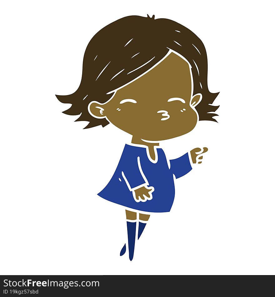 flat color style cartoon woman pointing