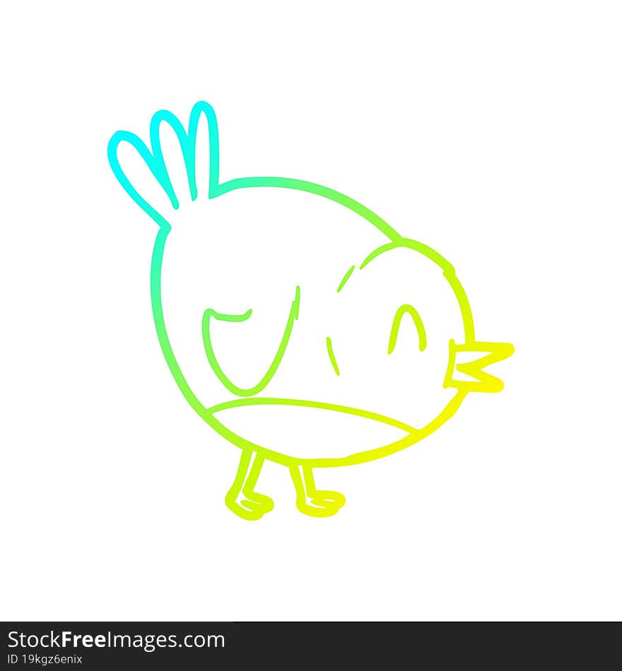 cold gradient line drawing cartoon robin bird