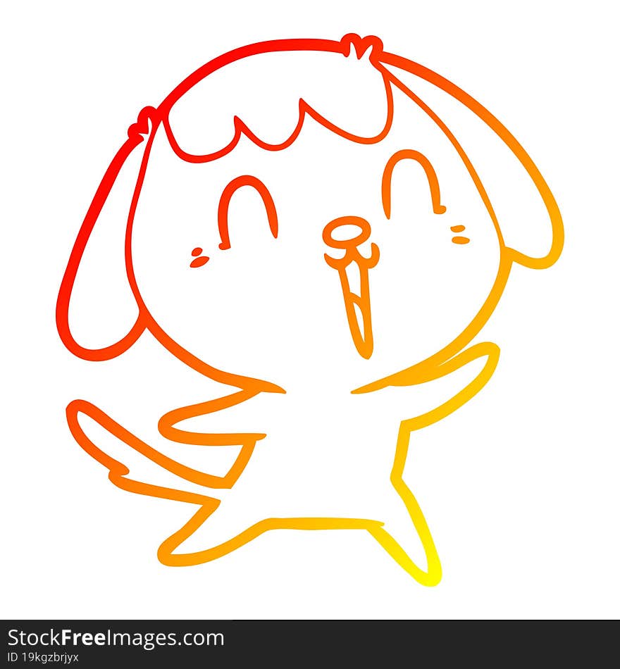 warm gradient line drawing of a cute cartoon dog