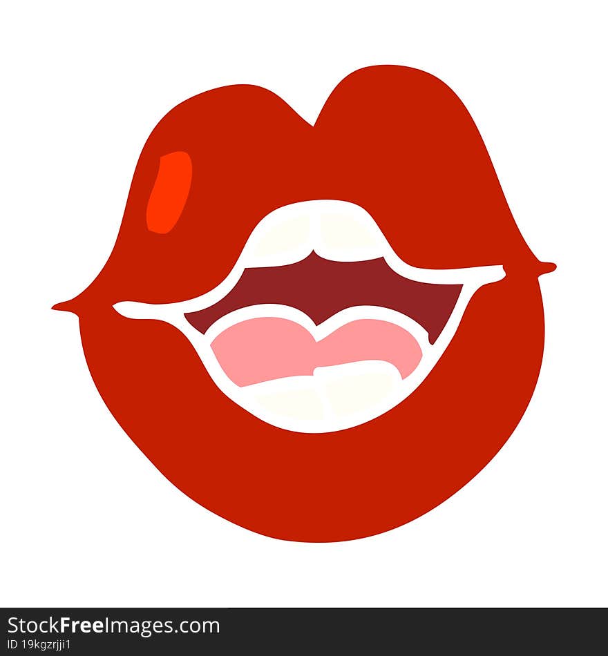 Flat Color Illustration Cartoon Red Lips