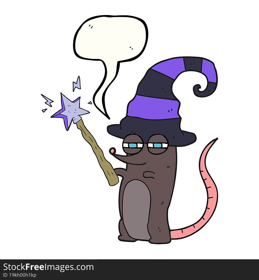 freehand drawn speech bubble cartoon magic witch mouse