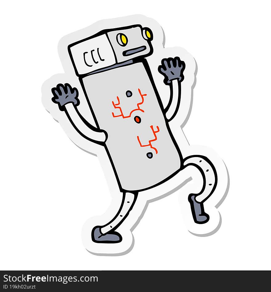 sticker of a cartoon robot