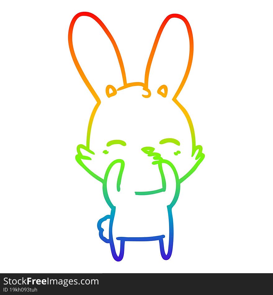 Rainbow Gradient Line Drawing Curious Bunny Cartoon