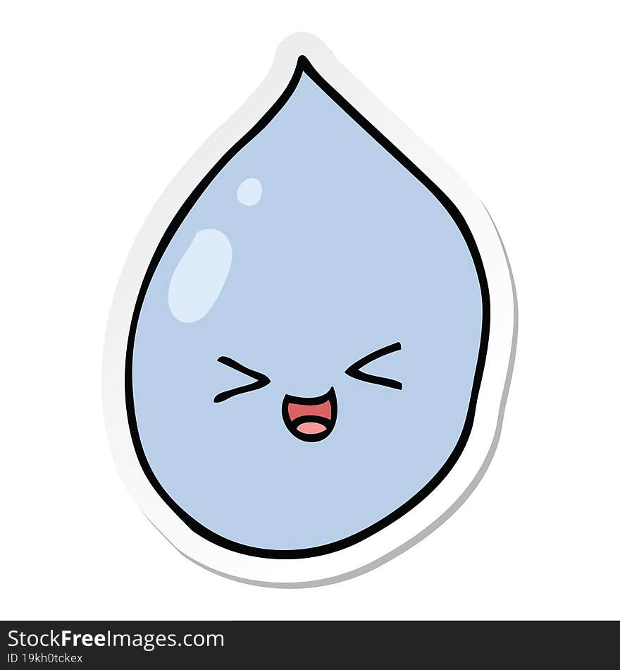 sticker of a cartoon raindrop