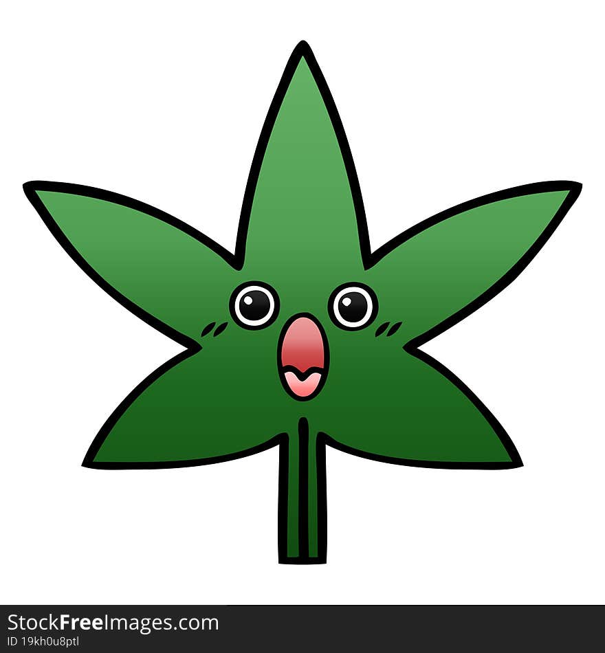 Gradient Shaded Cartoon Marijuana Leaf