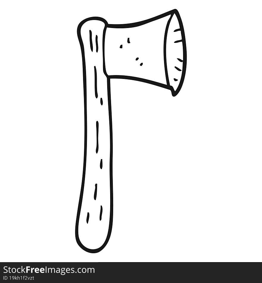 freehand drawn black and white cartoon axe