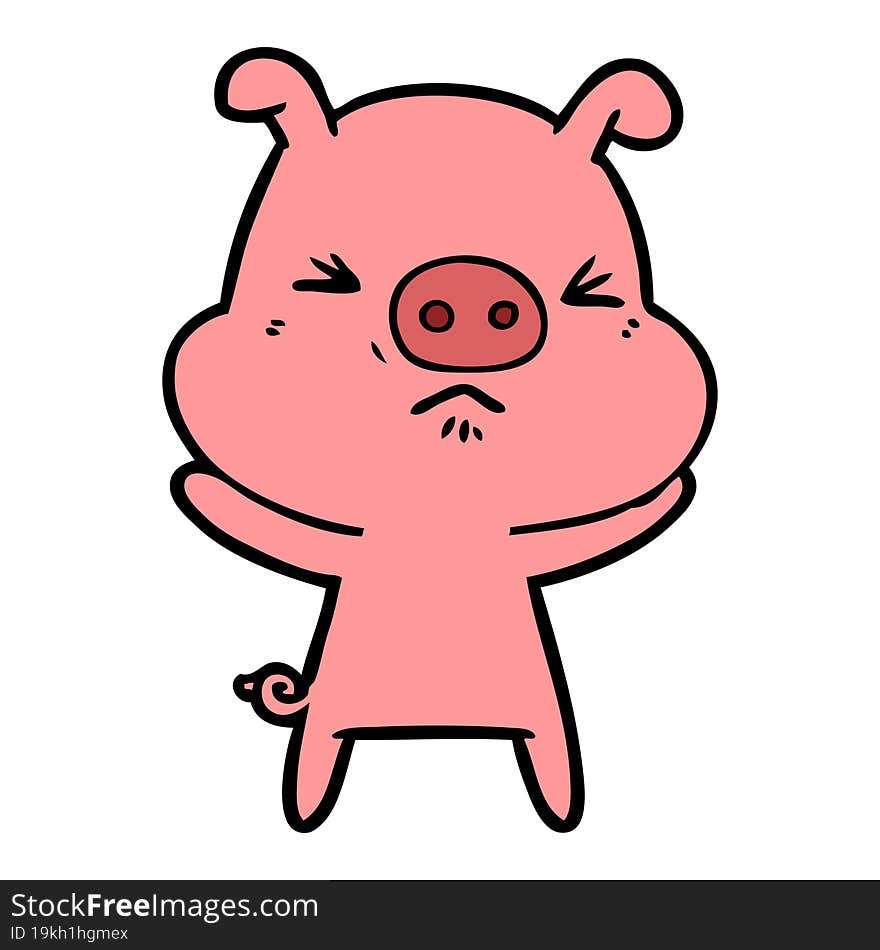 cartoon angry pig. cartoon angry pig