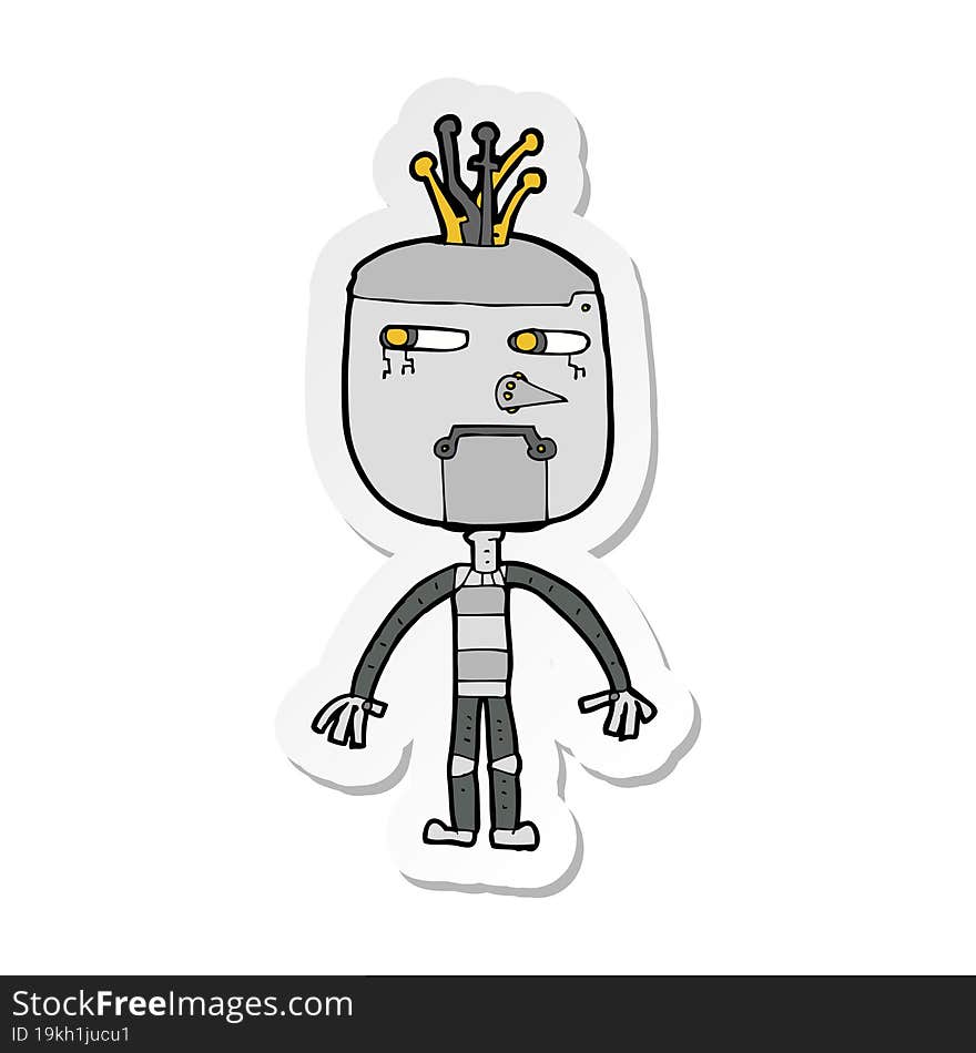 sticker of a funny cartoon robot