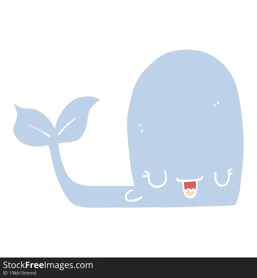 Flat Color Style Cartoon Happy Whale