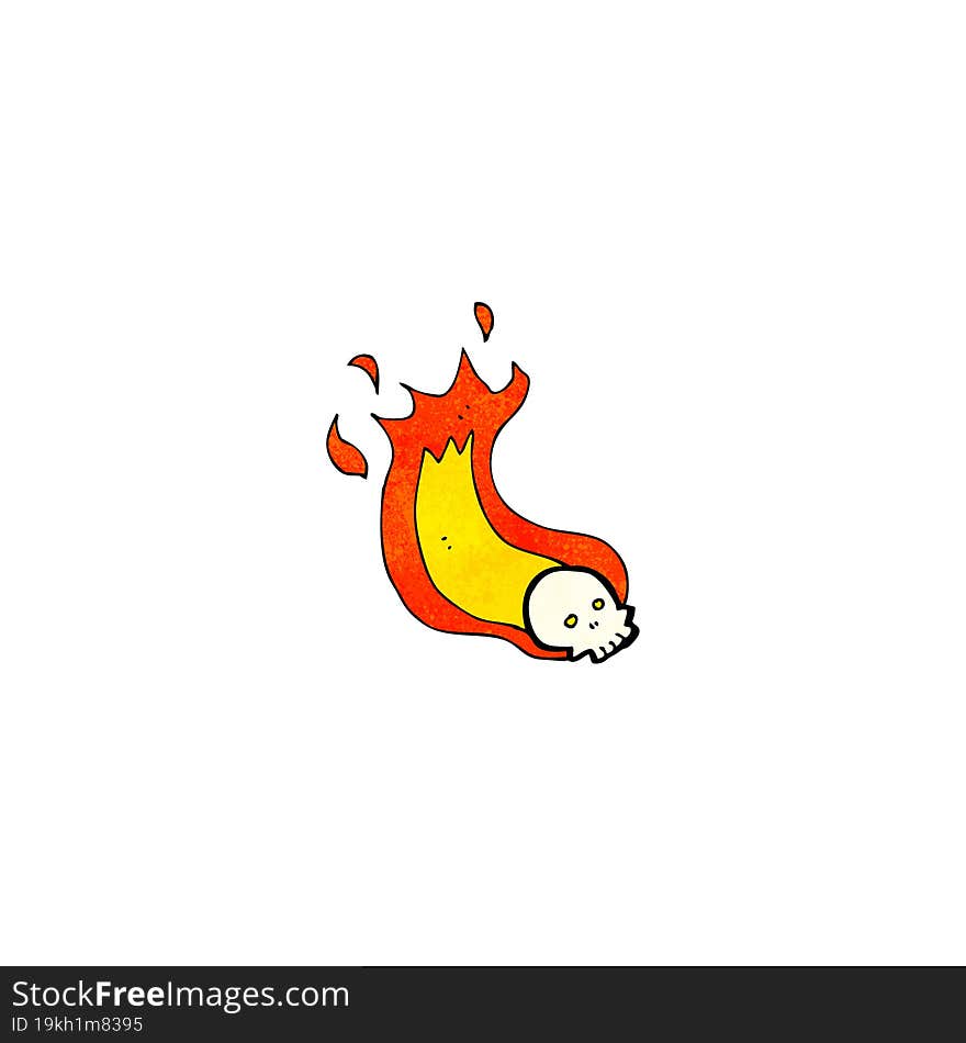 cartoon flaming skull