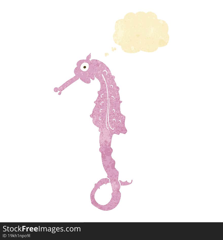 cartoon sea horse with thought bubble